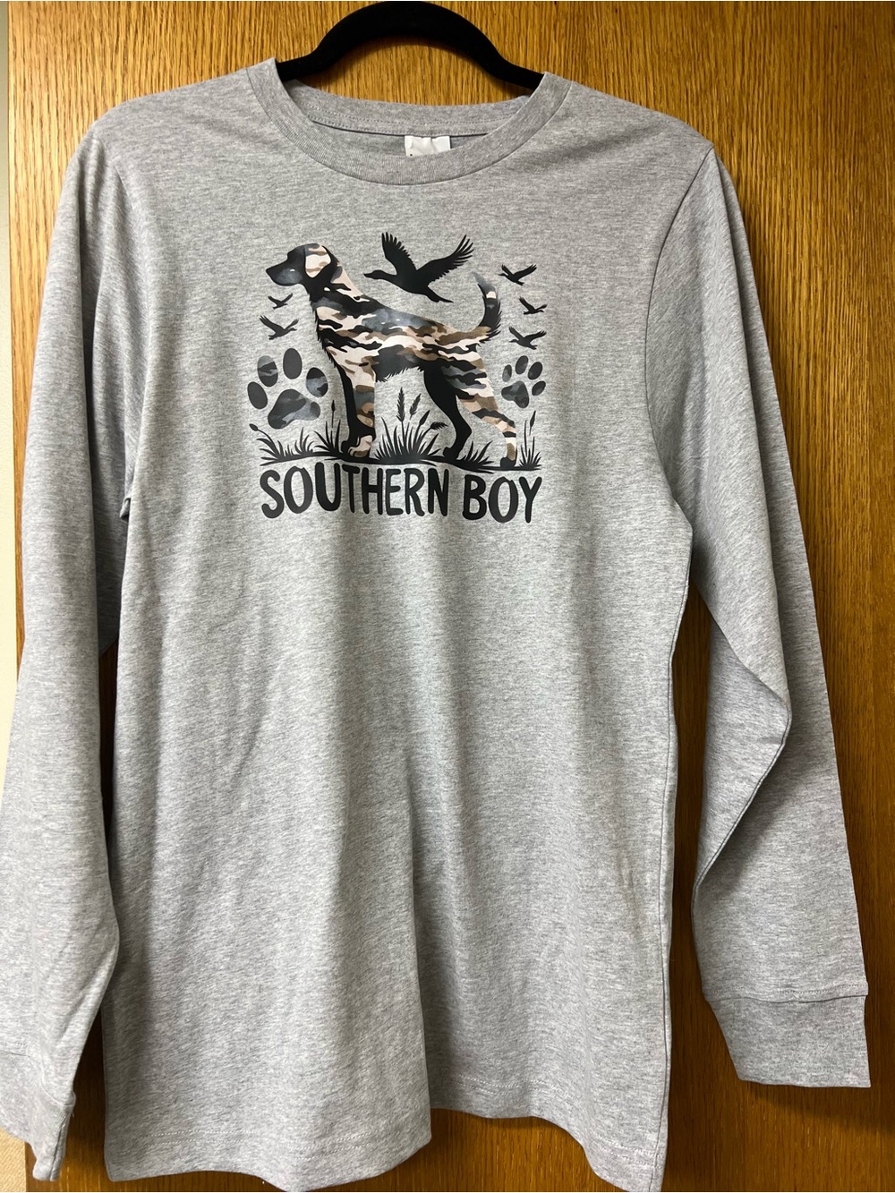 Makers Market Gray Long Sleeve 'Southern Boy' Camouflage Dog Tee
